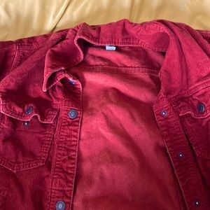 Maroon Red LARGE Denim Jacket